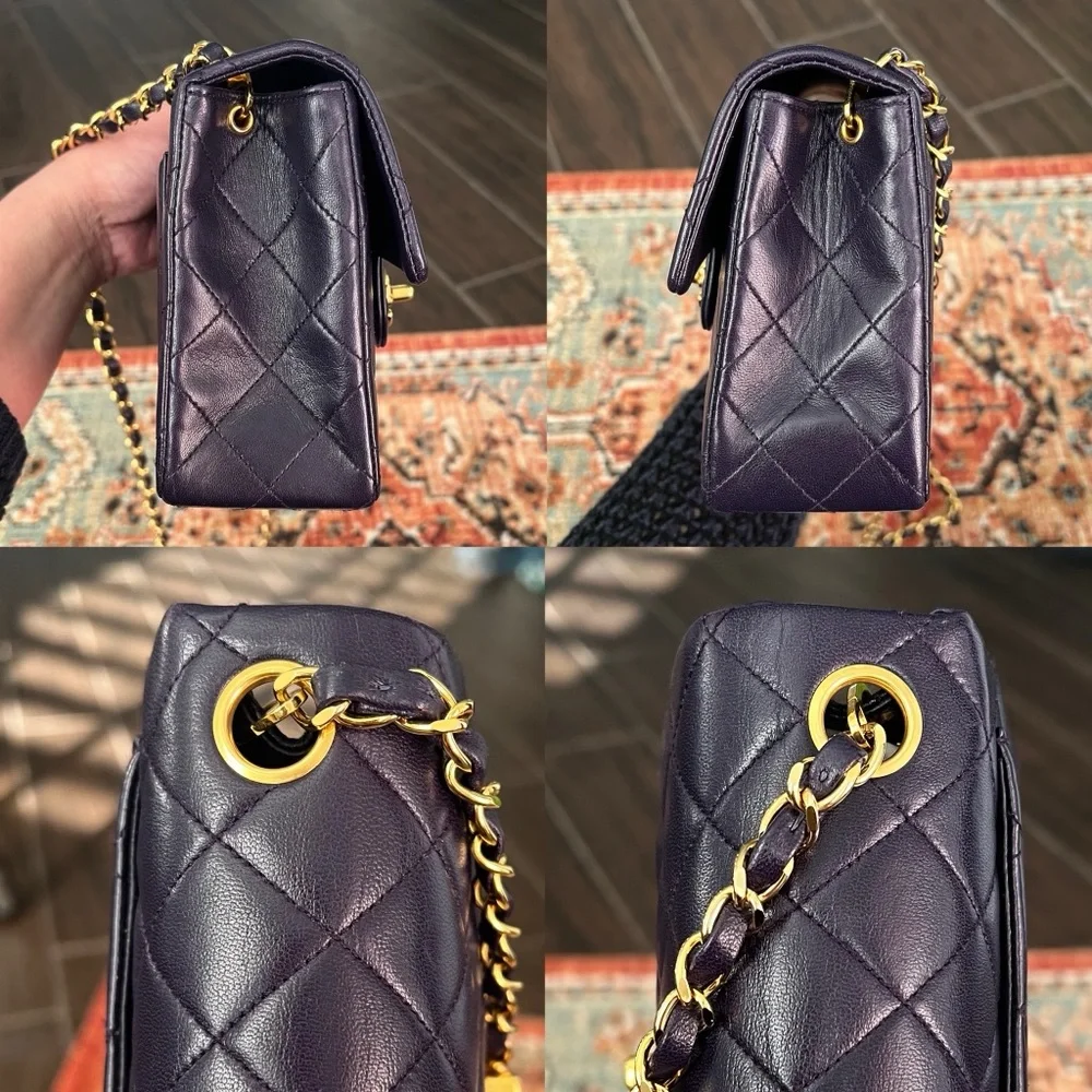 Chanel Classic Vintage Mini Square Dark Purple Flap Bag